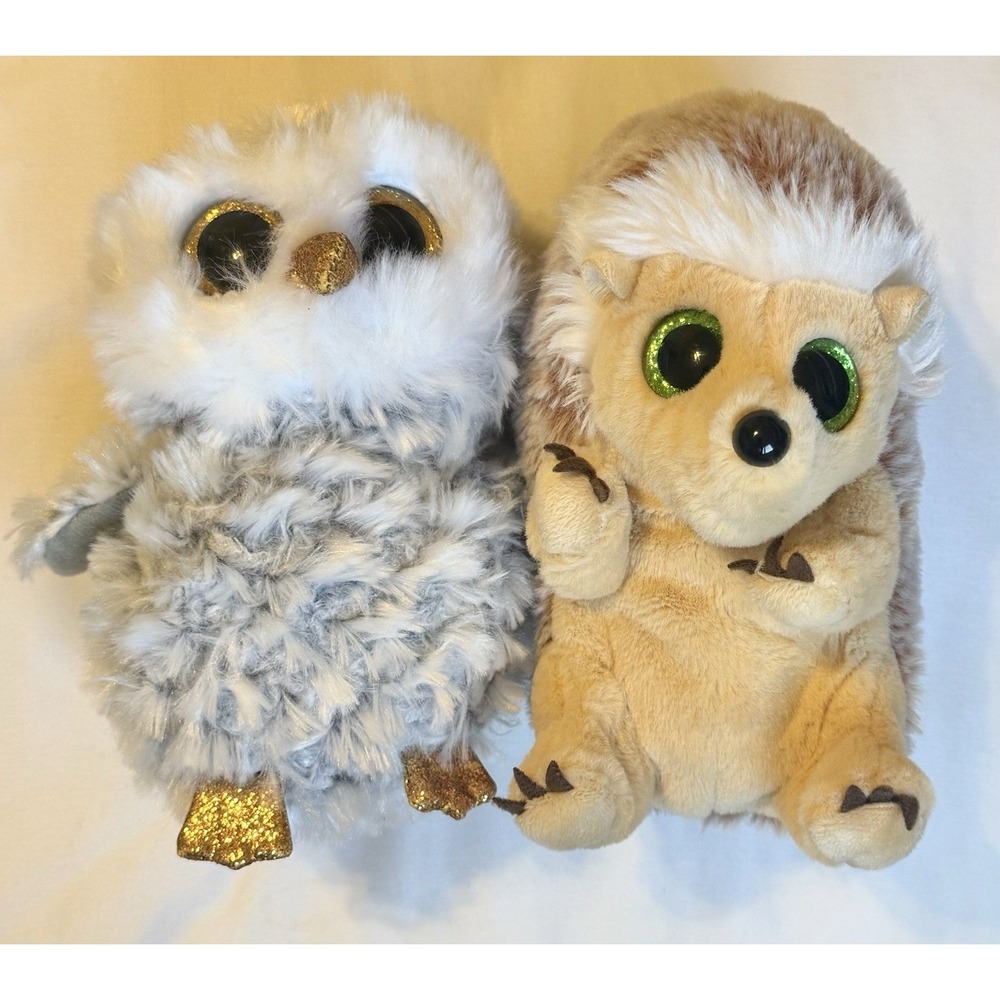 TY Beanie Boos Bumper The Hedgehog Owllette The Snow Owl Glitter Eyes LOT UEC